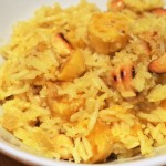 Riz safrané aux bananes, noix de cajou, fressinettes, coco et raisins secs - Cuisine indienne © Recettes d'ici et d'ailleurs