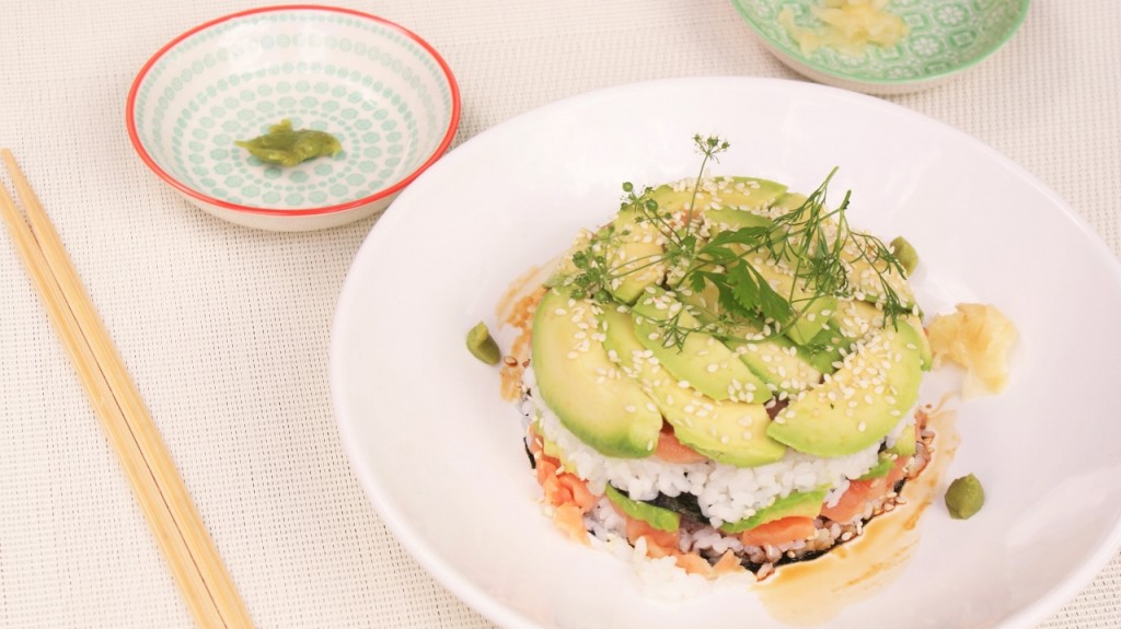 Sushi Millefeuille Saumon Avocat - Recette japonaise © Balico & co